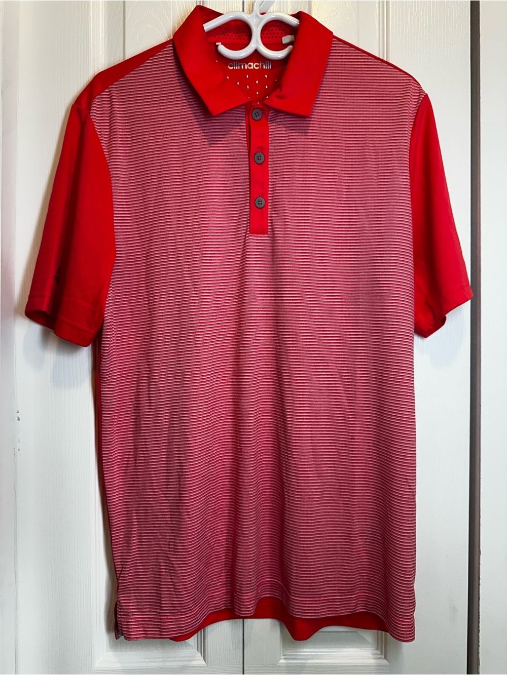 adidas men’s Red Striped Polo Shirt size L #